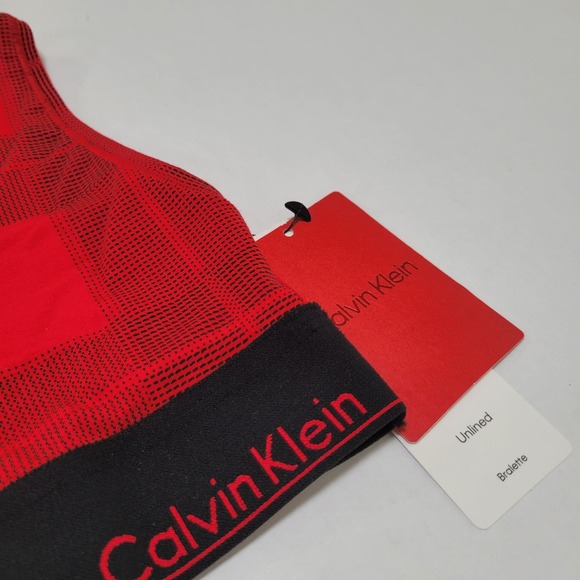 Calvin Klein Modern Cotton Modern Cotton Bralette, Plaid Red NWT $30 XS - Picture 4 of 8